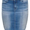 www.plus-Q.dk høj taljet denim nederdel fra Only Carmakoma - medium blue